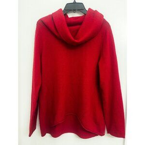 Chicos red 100% cashmere cowl neck sweater sz 2